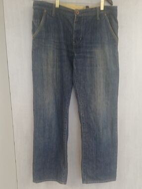 DKNY Men's Washed Blue Relaxed Jeans